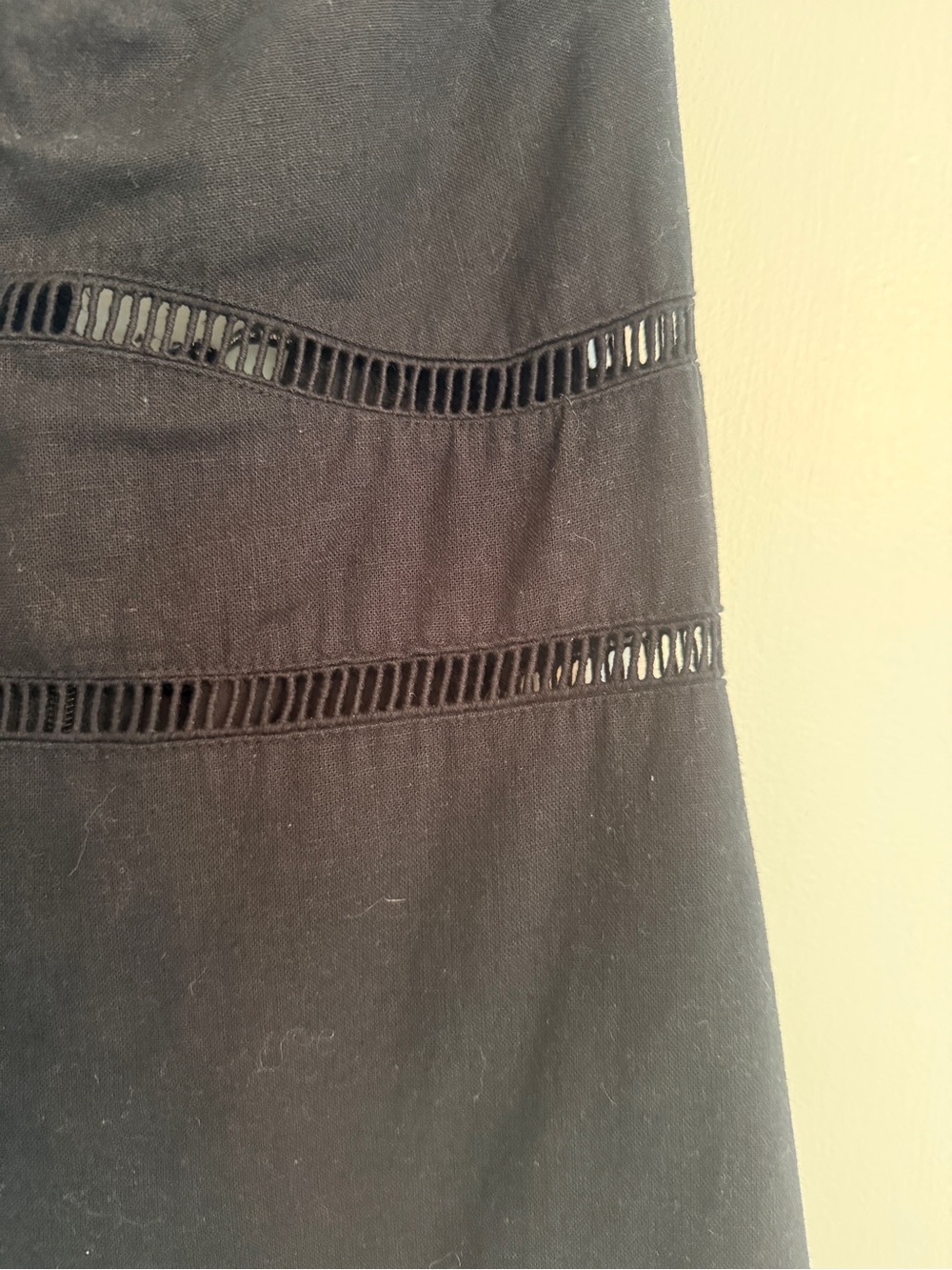 Abercrombie & Fitch Strapless Black Linen Midi Dress with Ladder Stitch - Picture 6 of 8